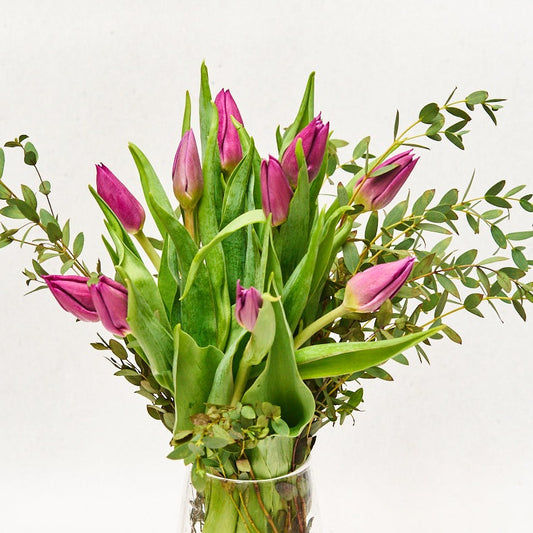 Fialové tulipány s přízdobou 11ks